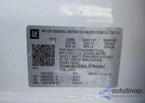 2020 Chevrolet Blazer Fwd 2Lt from USA, damaged, VIN 3GNKBCRS4LS700567